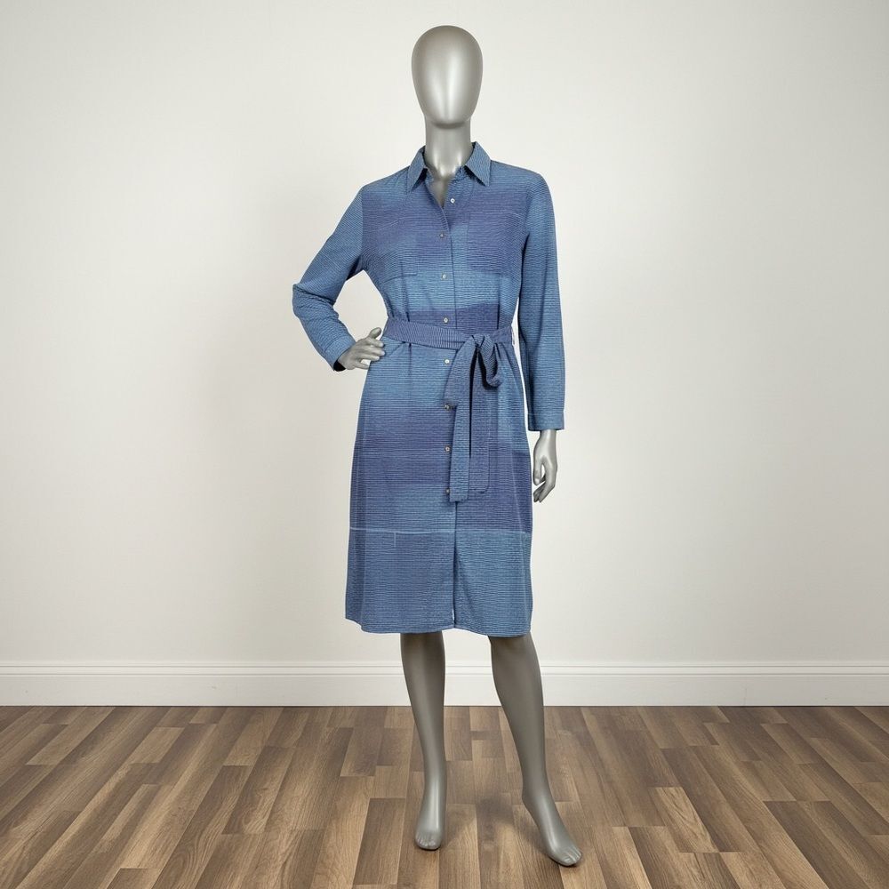 Vintage Vuokko Finland Cotton Blue Summer Column Dress. Scandinavian Designer L